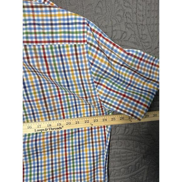 Peter Millar Shirt Adult Large Blue Multi Shepherd Check Cotton Button Up Mens - Picture 7 of 9